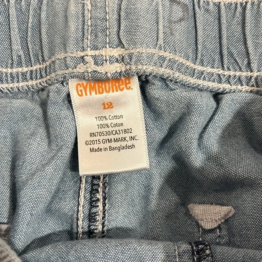 GYMBOREE Boys Youth 12 Chambray Cargo Shorts Cotton Drawstring Pockets